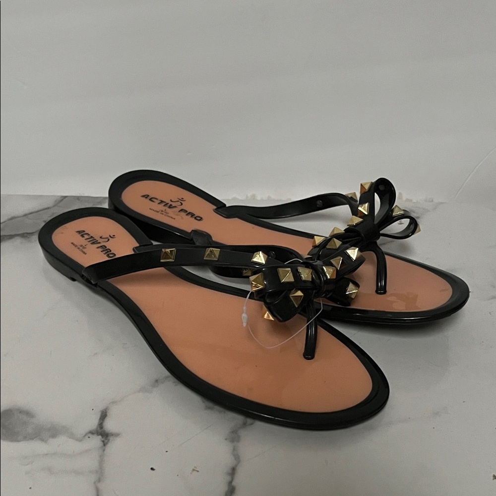 Black Studded Women's Sandals